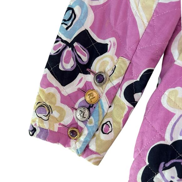 Vintage Rena Lange Pink Quilted Paisley Print Jacket Italy Blazer Medium - - Picture 5 of 6